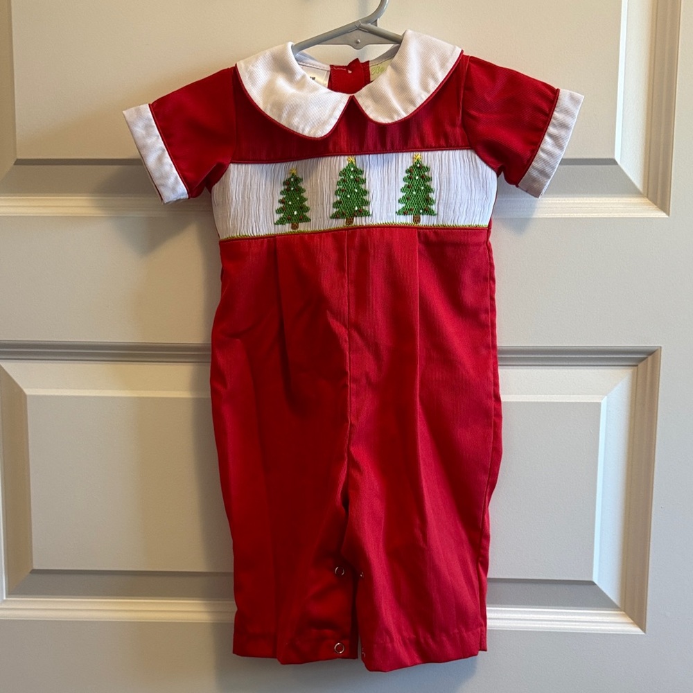 Be Mine Boys Smocked Christmas Jumpsuit